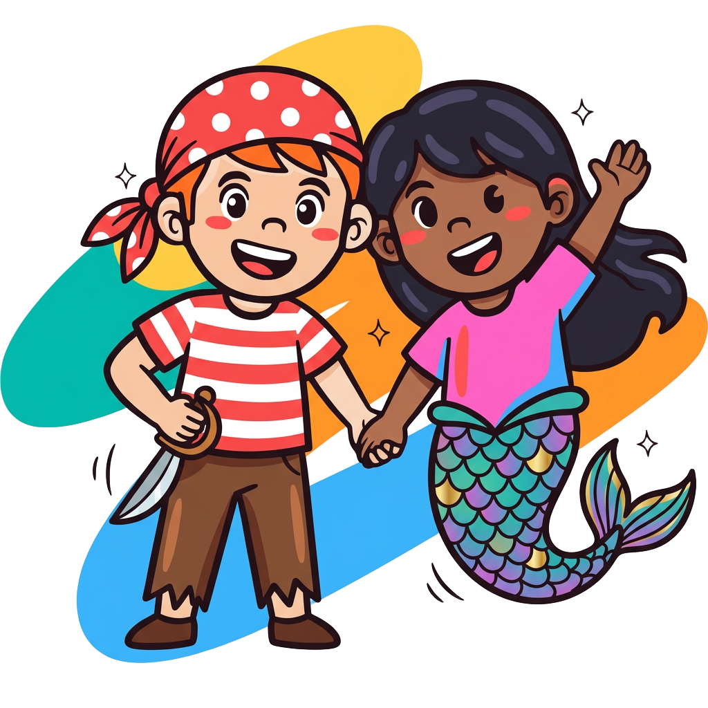 Mermaids & Pirates party logo